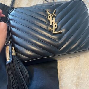 Yves Saint Laurent Black Quilted Leather Crossbody Camera Bag Gold Hardware